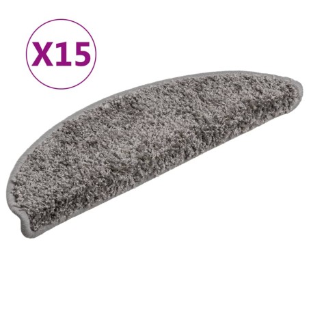 vidaXL Alfombras de peldaños de escalera 15 uds gris 56x17x3 cm
