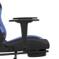 vidaXL Silla gaming de masaje con reposapiés tela negro y azul vidaXL Silla gaming de masaje con reposapiés tela negro y azul