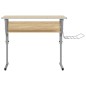 vidaXL Mesa de dibujo madera y acero gris y roble 110x53x(58-87) cm vidaXL Mesa de dibujo madera y acero gris y roble 110x53x(58-87) cm
