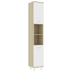 vidaXL Armario de baño contrachapada blanco y roble 30x30x179 cm