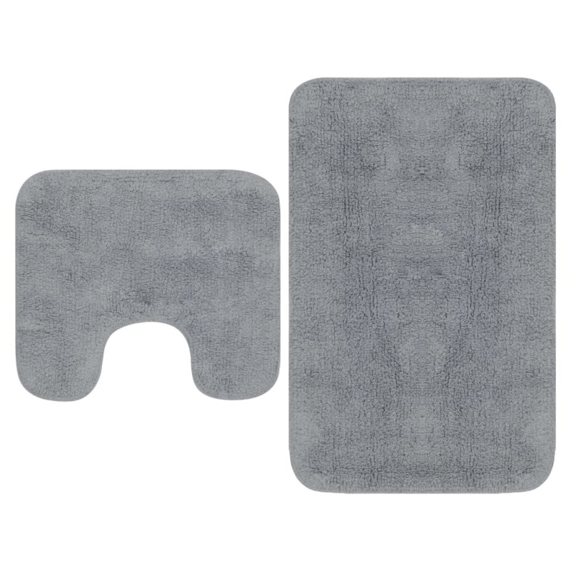 vidaXL Conjunto de alfombras de baño de tela 2 piezas gris vidaXL Conjunto de alfombras de baño de tela 2 piezas gris