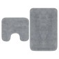 vidaXL Conjunto de alfombras de baño de tela 2 piezas gris vidaXL Conjunto de alfombras de baño de tela 2 piezas gris