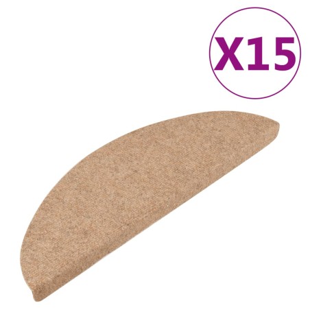 vidaXL Alfombrilla autoadhesiva de escalera 15 uds beige 56x17x3 cm