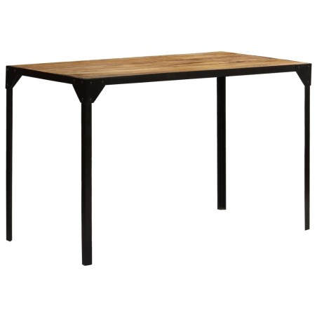 vidaXL Mesa de comedor madera maciza de mango rugosa y acero 120 cm
