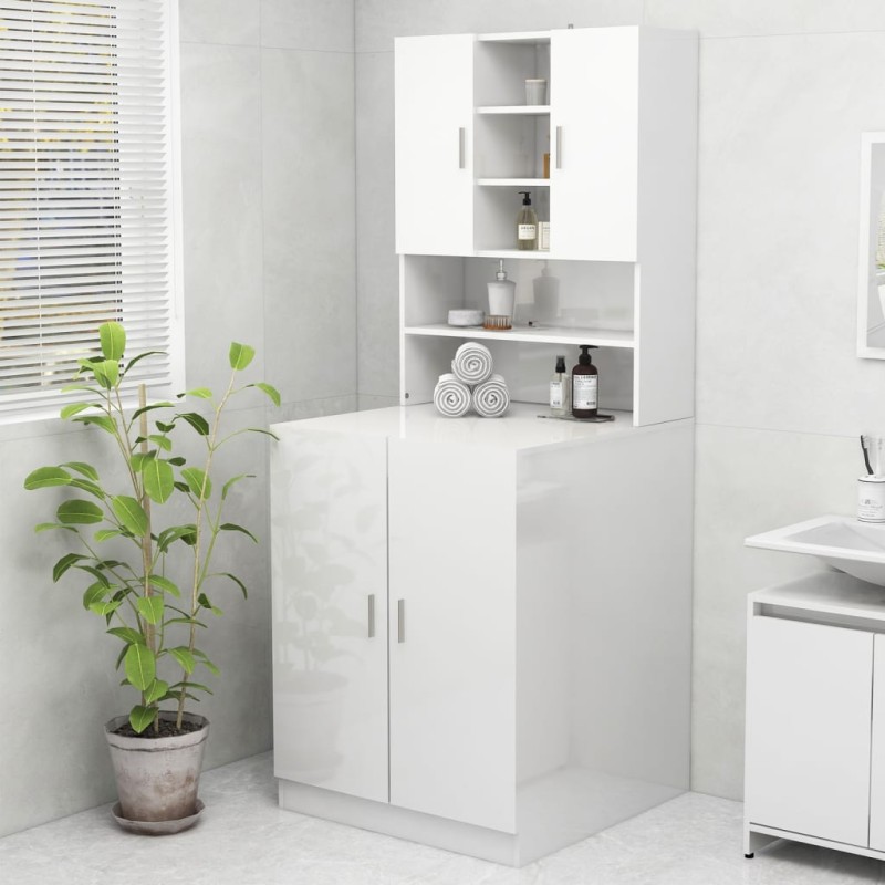 vidaXL Armario de lavadora blanco brillante 70,5x25,5x90 cm