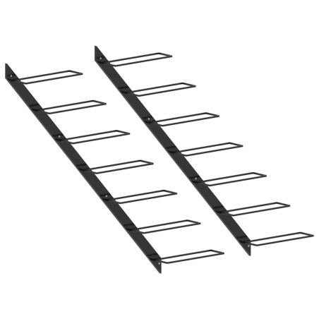 vidaXL Botellero de pared para 14 botellas 2 unidades metal negro