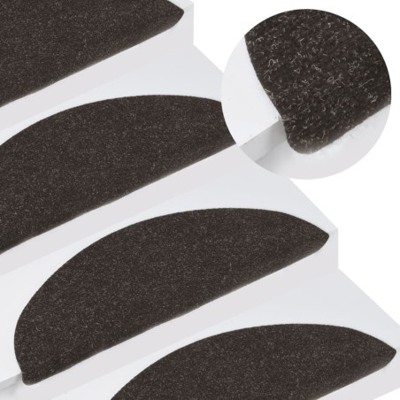 vidaXL Alfombrilla autoadhesiva de escalera 10 uds negro 56x17x3 cm