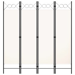 vidaXL Biombo divisor de 4 paneles blanco crema 160x180 cm