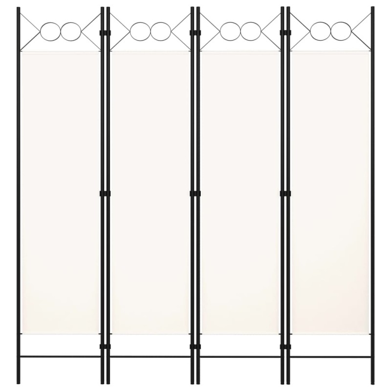vidaXL Biombo divisor de 4 paneles blanco crema 160x180 cm vidaXL Biombo divisor de 4 paneles blanco crema 160x180 cm
