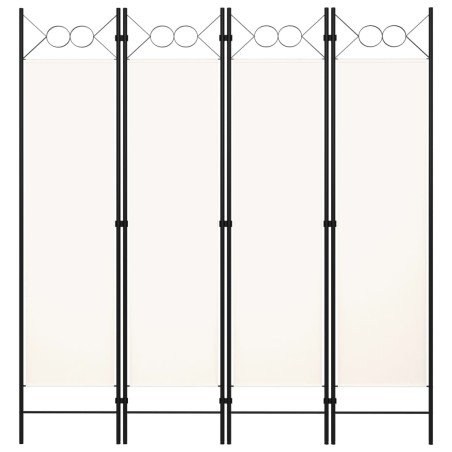 vidaXL Biombo divisor de 4 paneles blanco crema 160x180 cm