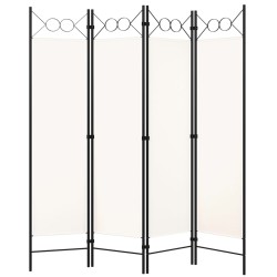 vidaXL Biombo divisor de 4 paneles blanco crema 160x180 cm