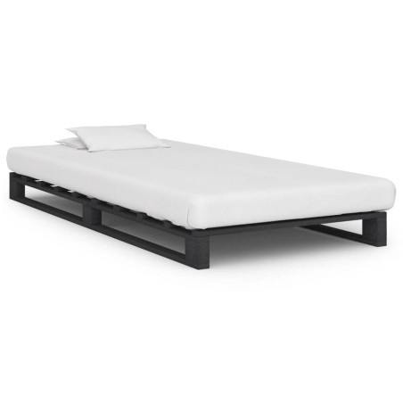 vidaXL Estructura de cama de palés madera maciza pino gris 100x200 cm