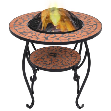 vidaXL Mesita con brasero de mosaico cerámica terracota 68 cm