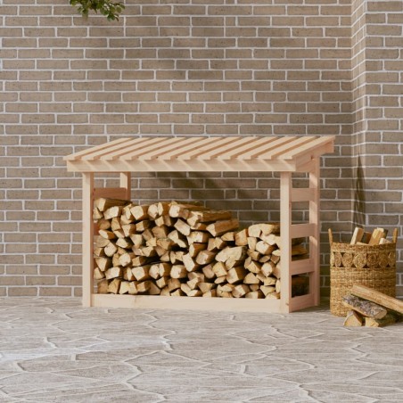 vidaXL Leñero de madera maciza de pino 108x64,5x78 cm
