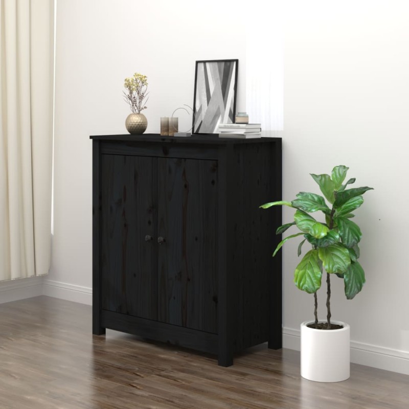 vidaXL Aparador de madera maciza de pino negro 70x35x80 cm vidaXL Aparador de madera maciza de pino negro 70x35x80 cm