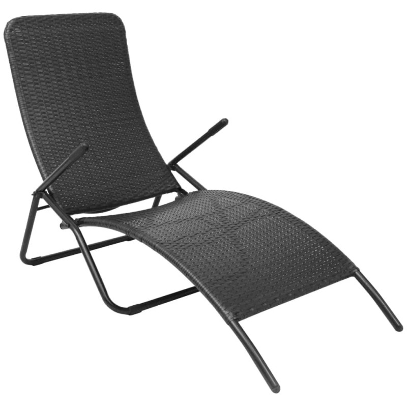 vidaXL Tumbona plegable poliratán negra vidaXL Tumbona plegable poliratán negra