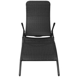 vidaXL Tumbona plegable poliratán negra