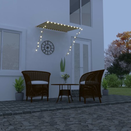 vidaXL Toldo retráctil con LED amarillo y blanco 150x150 cm