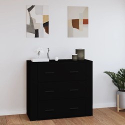 vidaXL Aparador de madera contrachapada negro 80x33x70 cm