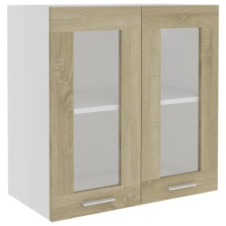 vidaXL Armario colgante vidrio y madera ingeniería roble 60x31x60 cm