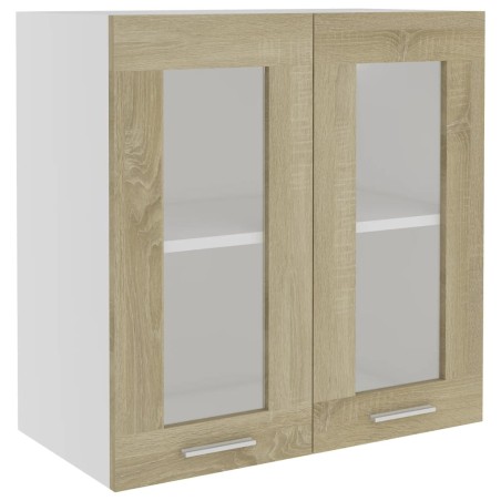vidaXL Armario colgante vidrio y madera ingeniería roble 60x31x60 cm