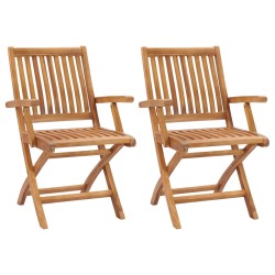 vidaXL Sillas de jardín plegables 2 unidades madera maciza de teca