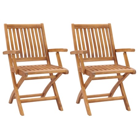 vidaXL Sillas de jardín plegables 2 unidades madera maciza de teca