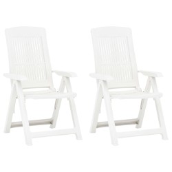 vidaXL Sillas de jardín reclinables 2 unidades plástico blanco 