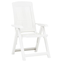 vidaXL Sillas de jardín reclinables 2 unidades plástico blanco 