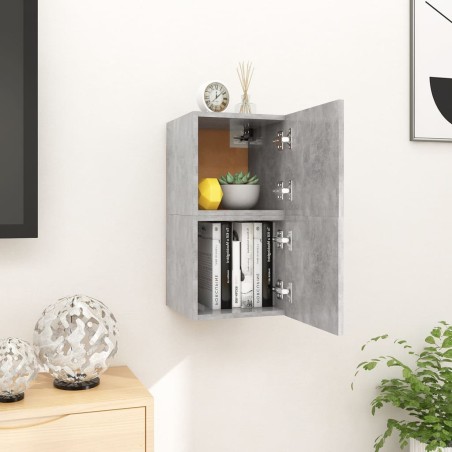 vidaXL Muebles de salón de pared 2 uds gris hormigón 30,5x30x30 cm