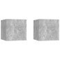 vidaXL Muebles de salón de pared 2 uds gris hormigón 30,5x30x30 cm