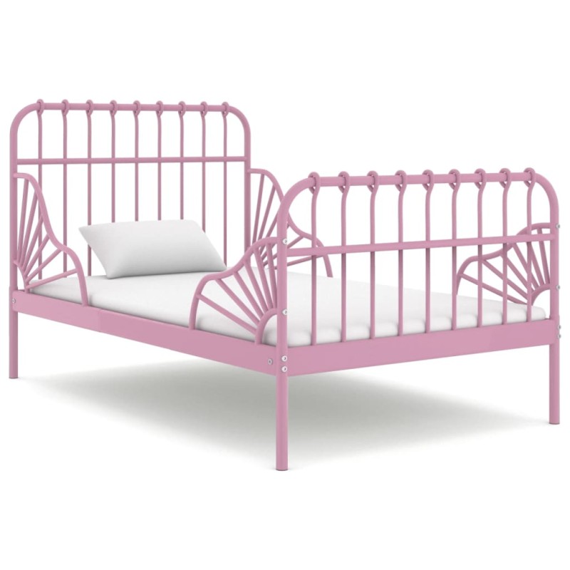 vidaXL Estructura de cama extensible metal rosa 80x130/200 cm vidaXL Estructura de cama extensible metal rosa 80x130/200 cm