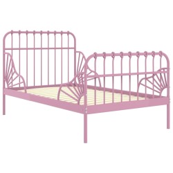 vidaXL Estructura de cama extensible metal rosa 80x130/200 cm