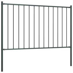vidaXL Panel de valla y postes acero recubrimiento polvo gris 1,7x1 m
