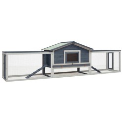 vidaXL Conejera madera maciza pino y abeto gris 310x70x87 cm
