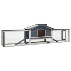 vidaXL Conejera madera maciza pino y abeto gris 310x70x87 cm