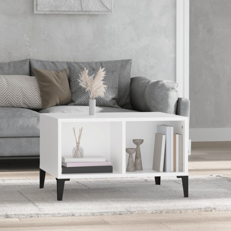 vidaXL Mesa de centro madera contrachapada blanco 60x50x36,5 cm