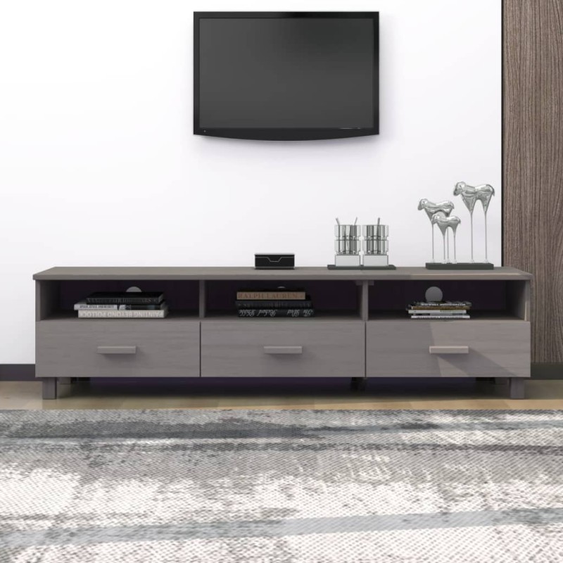 vidaXL Mueble de TV HAMAR madera maciza de pino gris claro 158x40x40 vidaXL Mueble de TV HAMAR madera maciza de pino gris claro 158x40x40