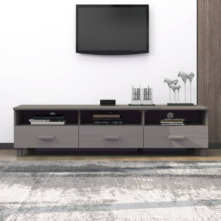 vidaXL Mueble de TV HAMAR madera maciza de pino gris claro 158x40x40