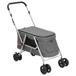 vidaXL Cochecito para perros plegable tela lino gris 100x49x96 cm