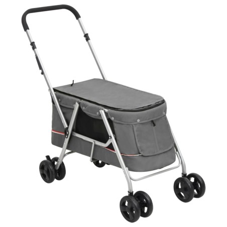 vidaXL Cochecito para perros plegable tela lino gris 100x49x96 cm