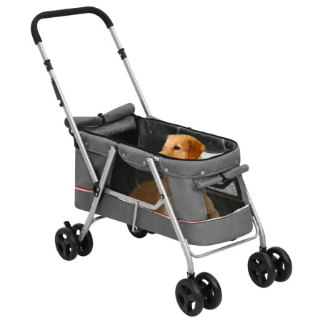 vidaXL Cochecito para perros plegable tela lino gris 100x49x96 cm