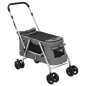 vidaXL Cochecito para perros plegable tela lino gris 100x49x96 cm