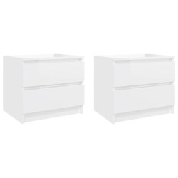 vidaXL Mesitas noche 2 ud madera ingeniería blanco brillo 50x39x43,5cm