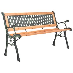 vidaXL Banco de jardín hierro fundido y madera maciza de abeto 116 cm