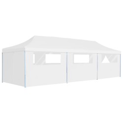 vidaXL Carpa de fiestas pop-up plegable con 8 paredes blanco 3x9 m