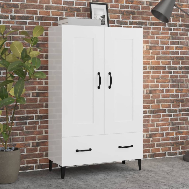 vidaXL Aparador de madera contrachapada blanco brillante 70x31x115cm vidaXL Aparador de madera contrachapada blanco brillante 70x31x115cm