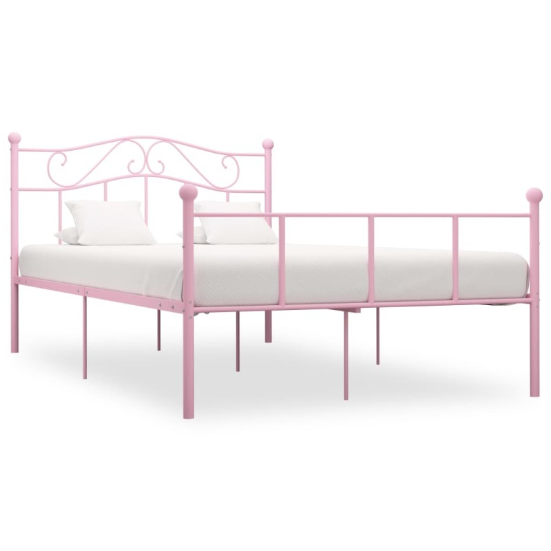 vidaXL Estructura de cama de metal rosa 140x200 cm vidaXL Estructura de cama de metal rosa 140x200 cm