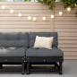 vidaXL Sofá central con cojines madera maciza de pino negro