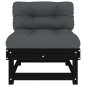 vidaXL Sofá central con cojines madera maciza de pino negro